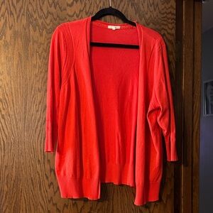 Maurices Vibrant Coral Open Cardigan